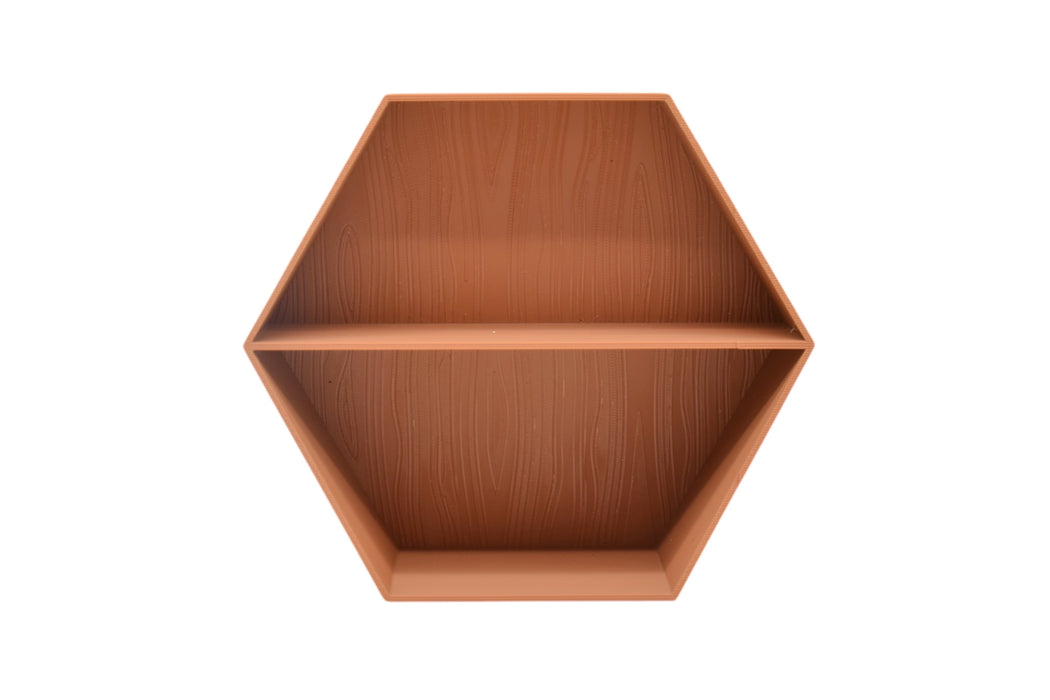 Estante Hexagonal con Relieve de Madera