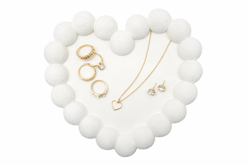 Bandeja corazón blanca para joyas y anillos, organizador decorativo para baño o mesilla