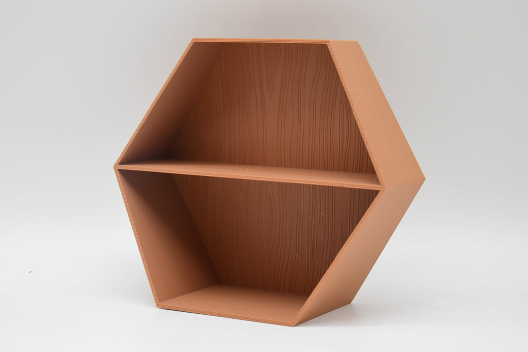 Estante Hexagonal con Relieve de Madera