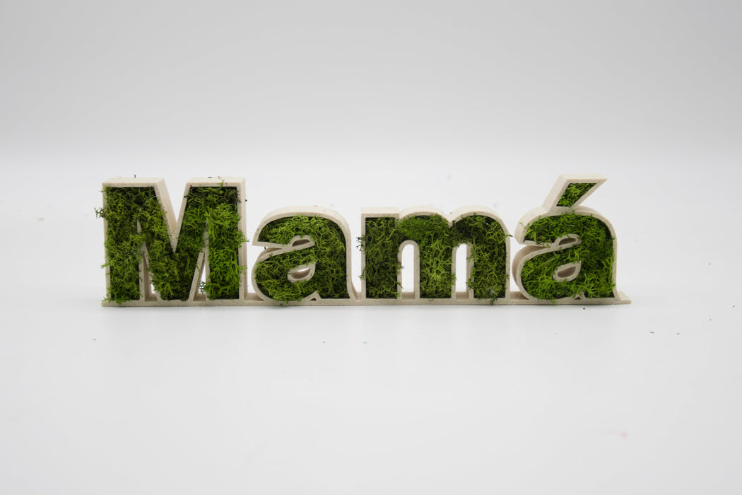 Letras Decorativas "Mamá" con Musgo Preservado - Ideal para Decoración Interior y Regalo Especial, Varios Colores Disponibles