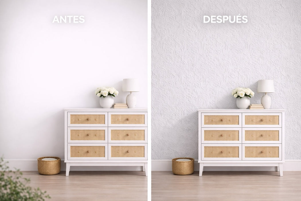 Papel pintado floral blanco en relieve