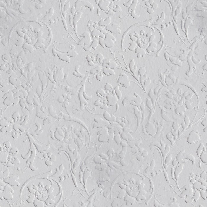 Papel pintado floral blanco en relieve