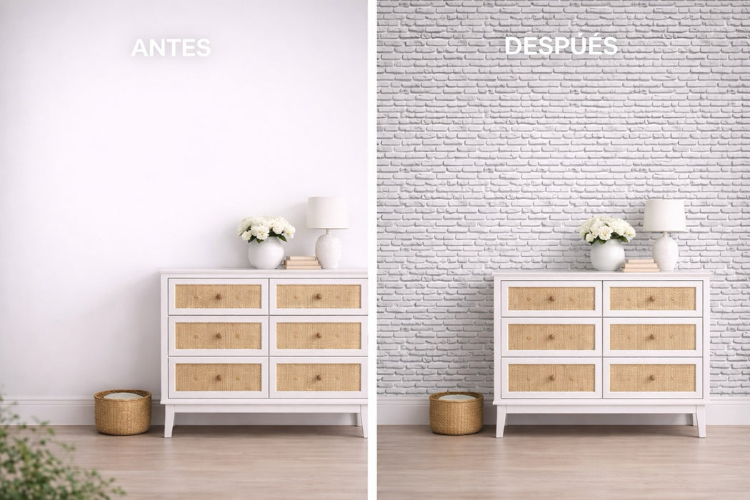 Papel pintado ladrillo blanco textura