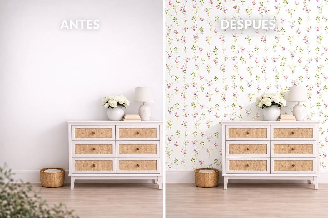 Papel pintado flores silvestres multicolor