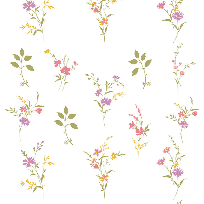 Papel pintado flores silvestres multicolor
