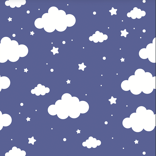 Papel pintado infantil nubes y estrellas azul