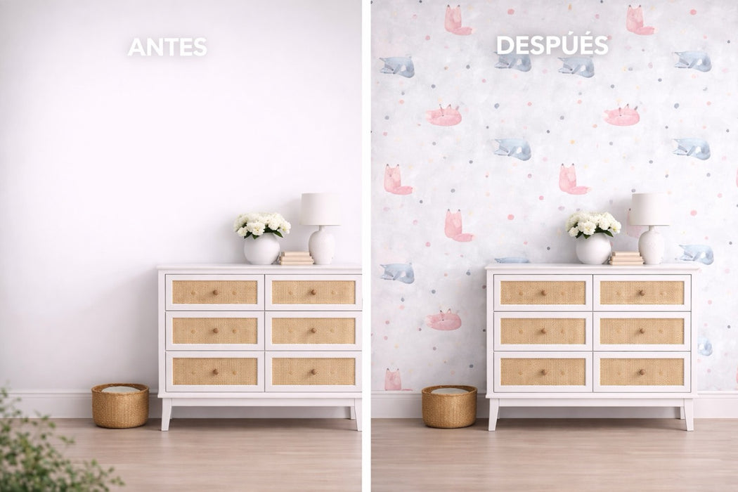 Papel pintado infantil zorros acuarela