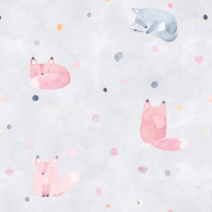 Papel pintado infantil zorros acuarela