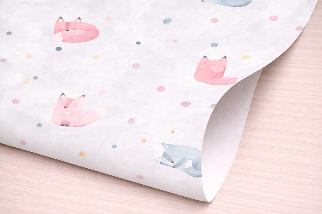 Papel pintado infantil zorros acuarela