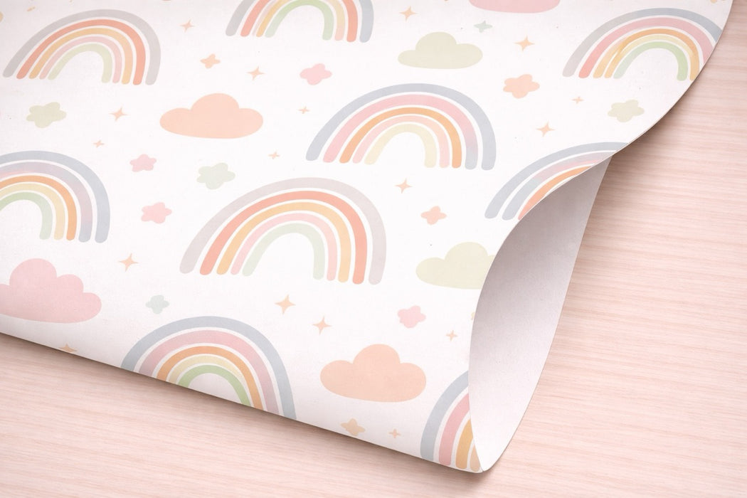 Papel pintado infantil arcoíris pastel