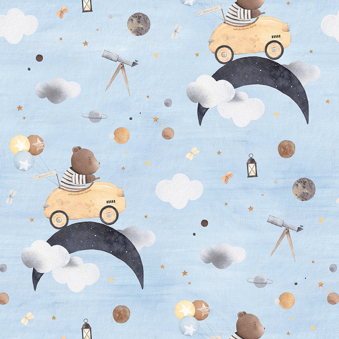 Papel pintado infantil oso aventurero cielo