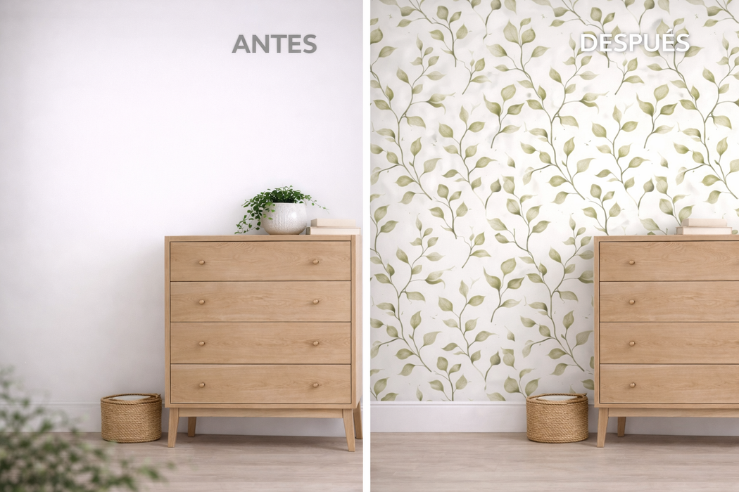 Papel pintado de Plantas Verde Suave