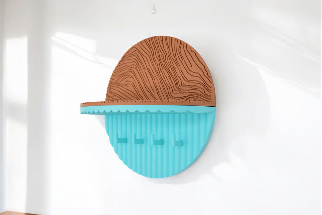 Colgador de Llaves de Pared con Diseño Redondo en Marrón y Azul