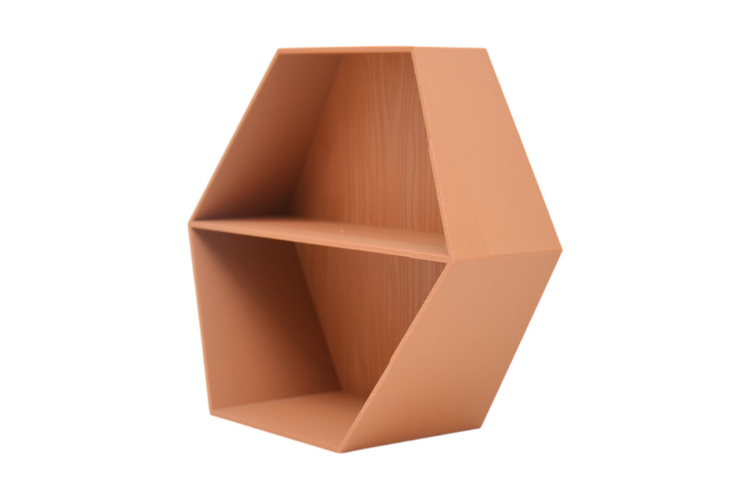 Estante Hexagonal con Relieve de Madera