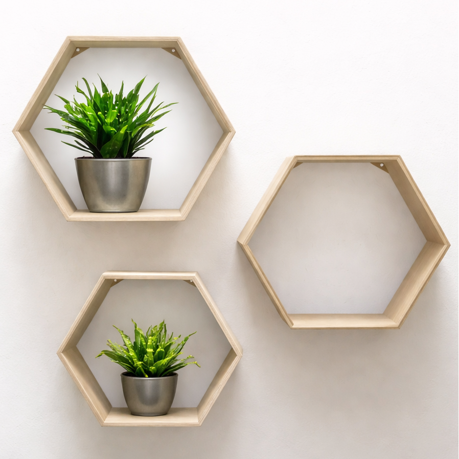 Baldas hexagonales de pared para decoración y organización del hogar