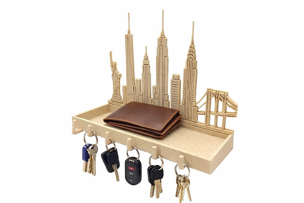 organizador llaves pared con skyline urbano