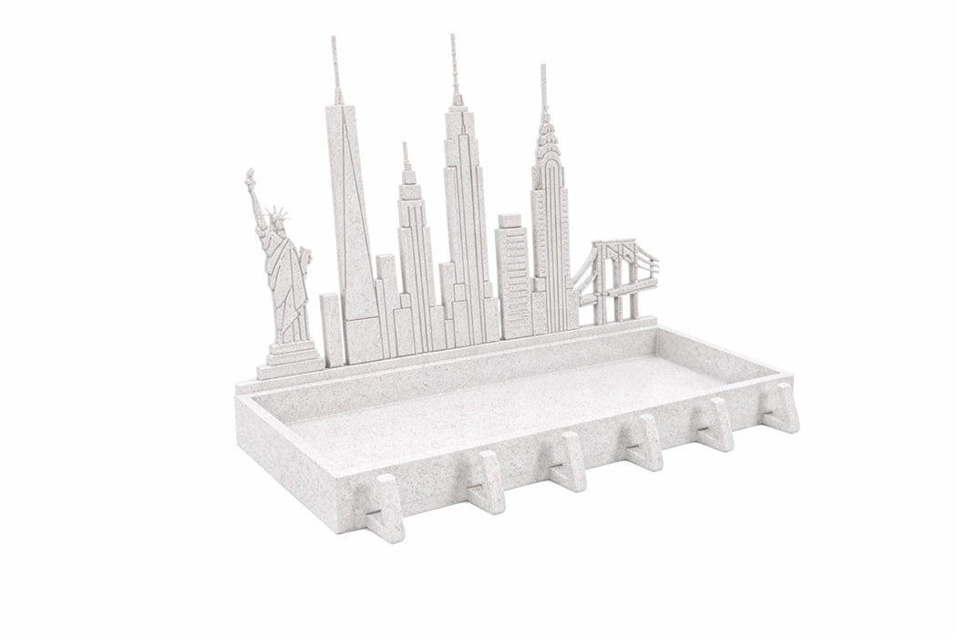 organizador llaves pared con skyline urbano