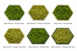 Combinaciones de colores disponibles para los paneles hexagonales de musgo preservado