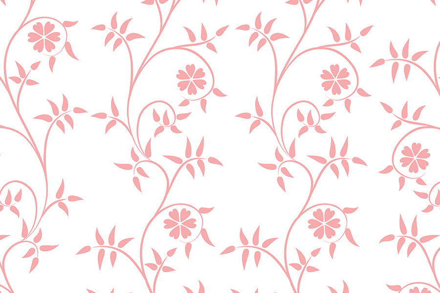 Detalle de papel pintado con estampado de flores rosas con fondo blanco 