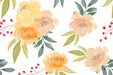 Detalle de papel pintado con estampado de flores amarillas sobre fondo claro