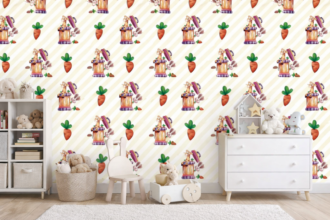 Papel pintado infantil de zanahorias