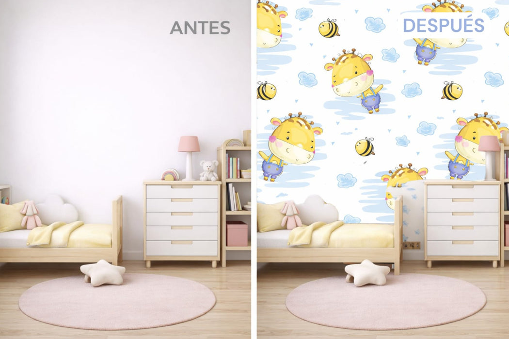 Papel pintado infantil de jirafas