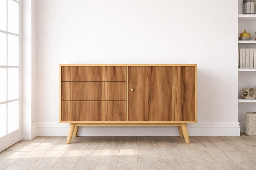 Vinilo decorativo efecto madera con veta orgánica colocado sobre un mueble
